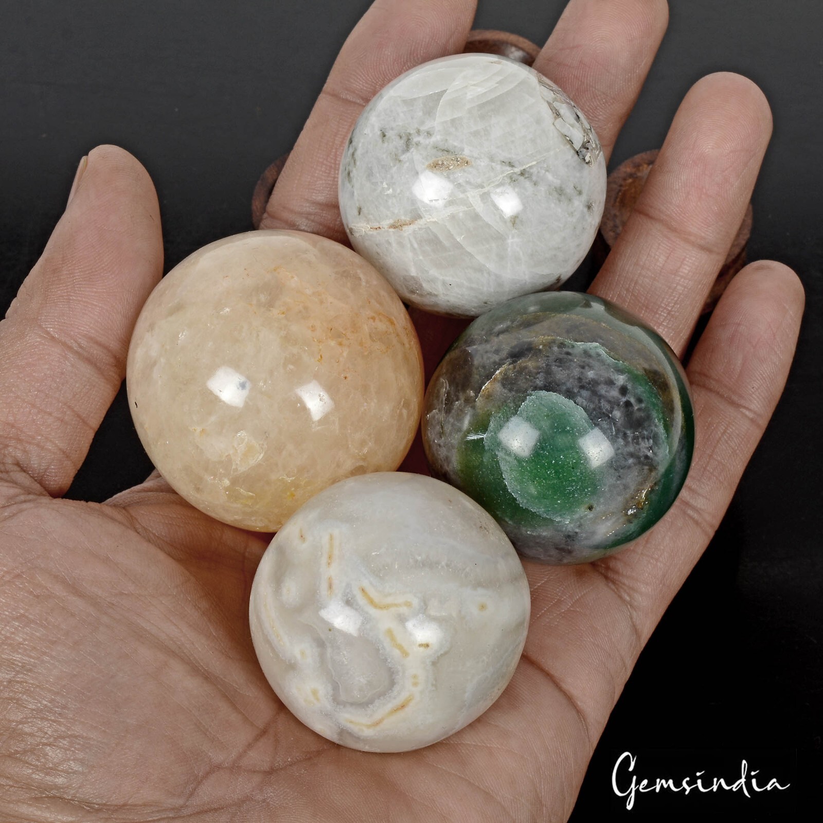 2050 Ct/4 Pcs Natural Untreated Multi Gems Healing Crystal Wholesale Gems Sphere