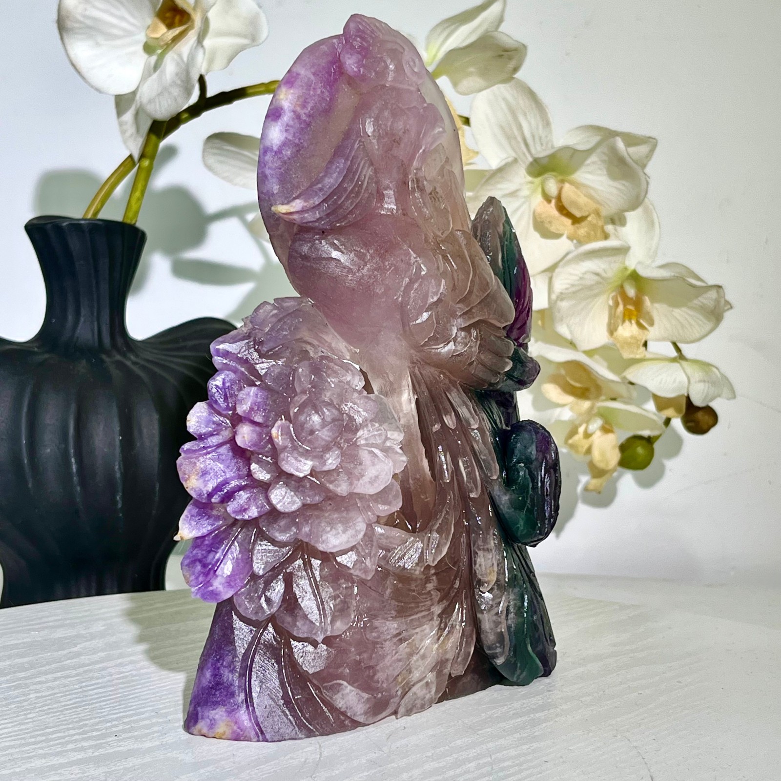 4.71LB Natural fluorite quartz products, hand carved and polished spiritual orn