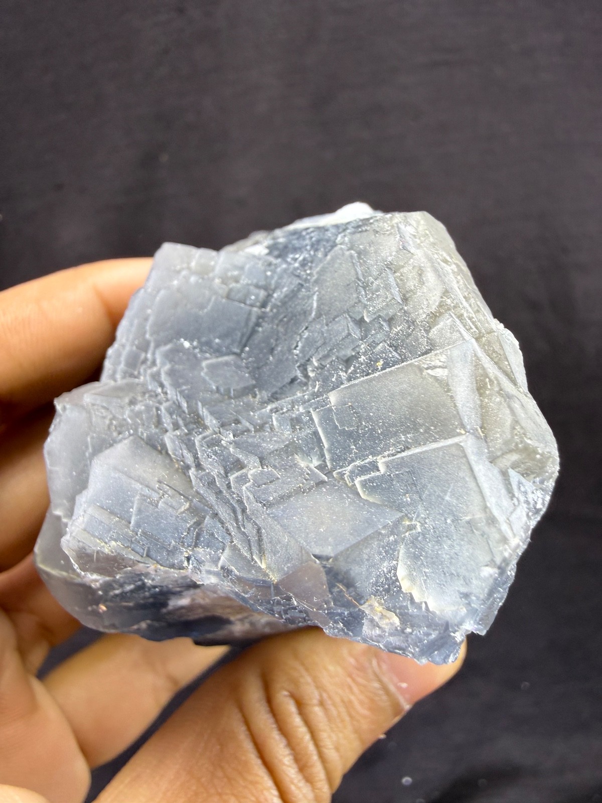 492g Natural Grey Cubic Fluorite Crystal Cluster – Pakistan Specimen