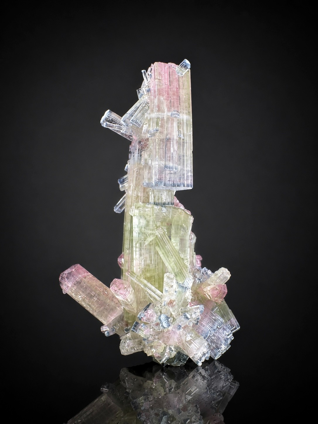 Multicolor TOURMALINE Zoning Crystal Cluster Known As Rainbow TOURMALINE