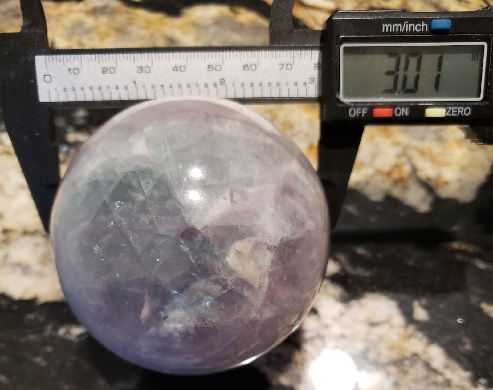 3″ Green Purple Fluorite Quartz Crystal Sphere Ball Orb Rainbow UV, 746g