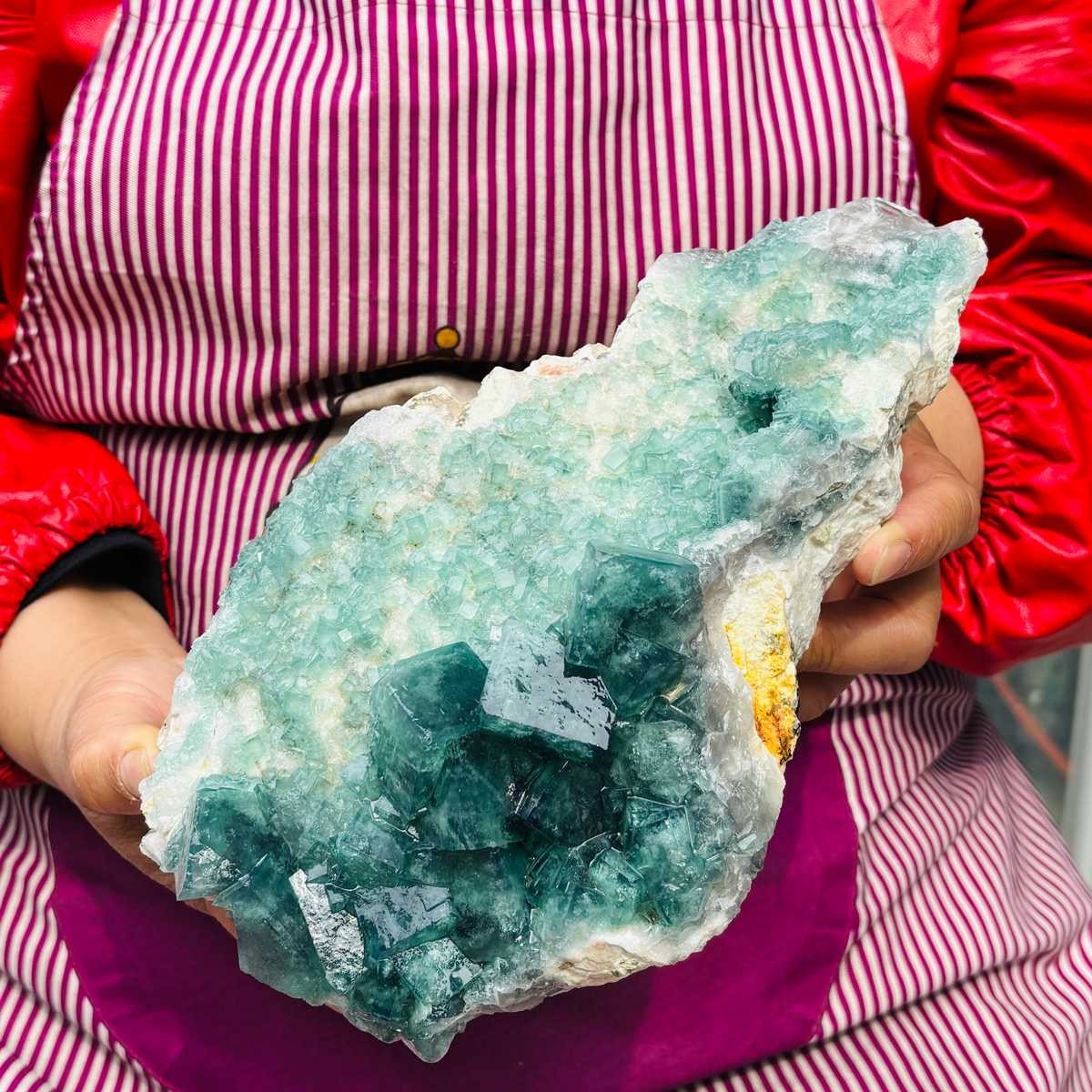 5.25 LB Large Natural Green Fluorite Crystal Cluster Healing Specimen 4156