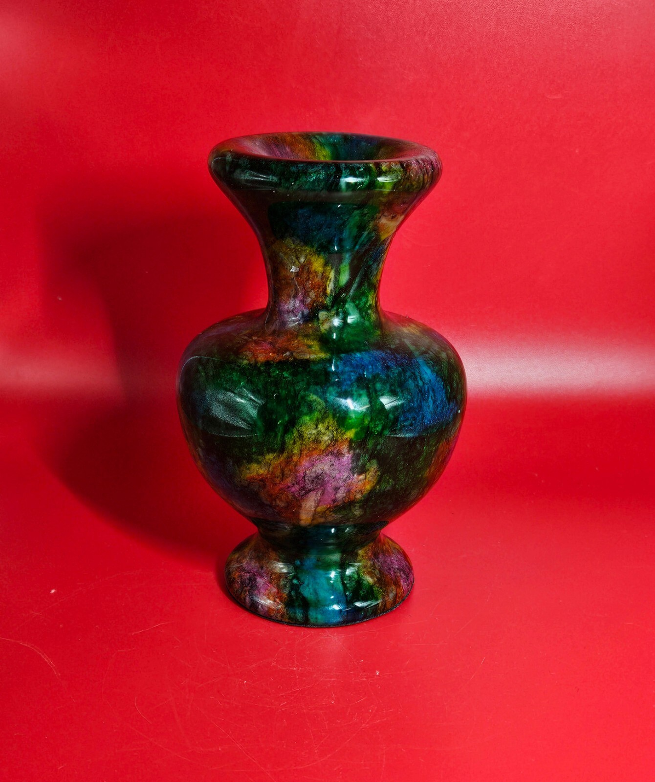 Beautiful Rare Polished Taiwan Seven Colours Natural Jade Stone Vase Bottle 1+LB