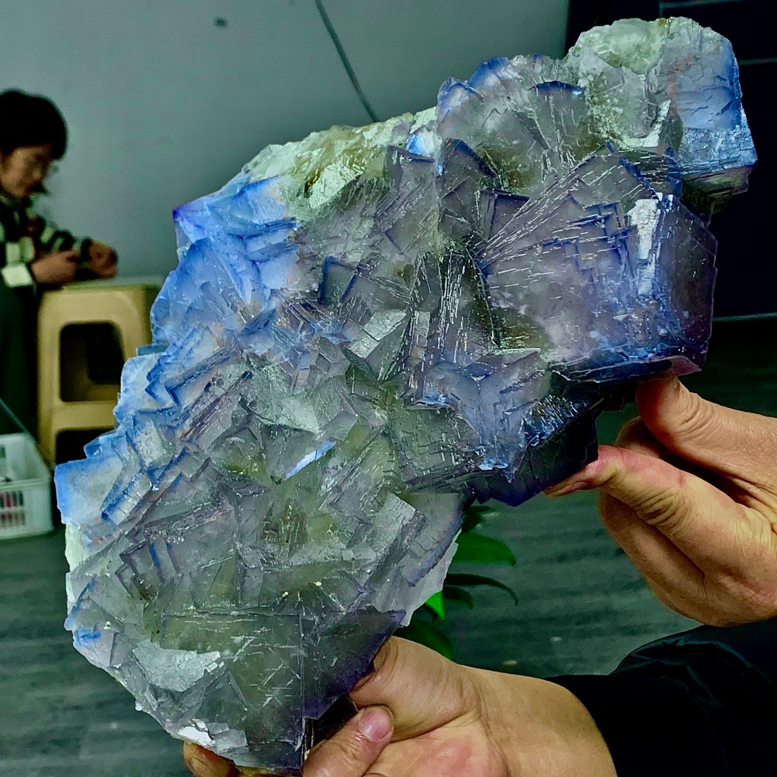 9.57LB Natural purple QR code fluorite cubic crystal mineral specimen