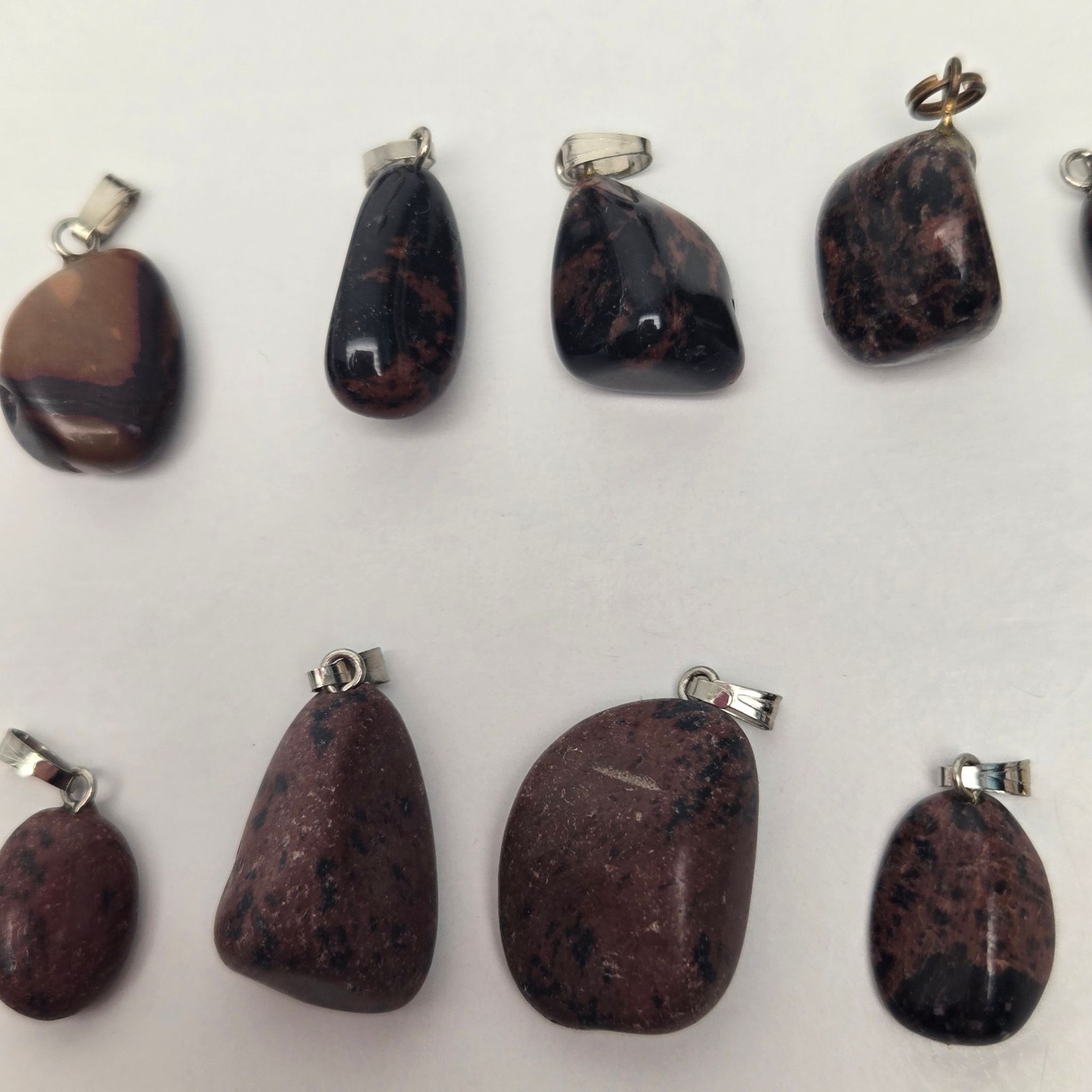 Lot 20 Mahogany Obsidian Tumbled Stone Pendants Natural Polished Rock Jewelry
