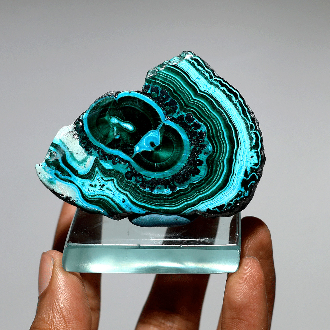 The Seer’s Stone — Orbital Chrysocolla Malachite Gem Slab — Banded Mineral Slice