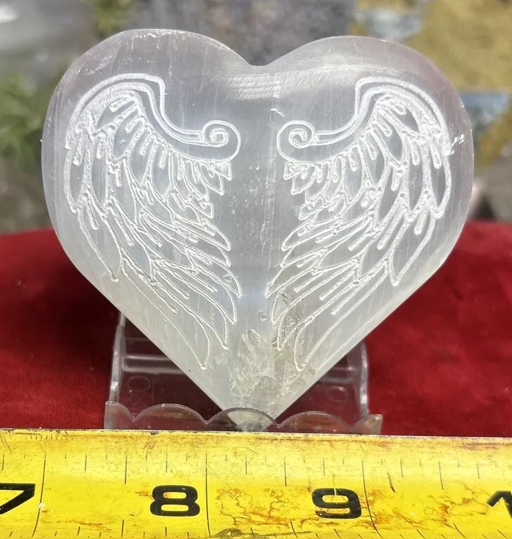 2 1/2 Inch Selenite Heart Angel Wings