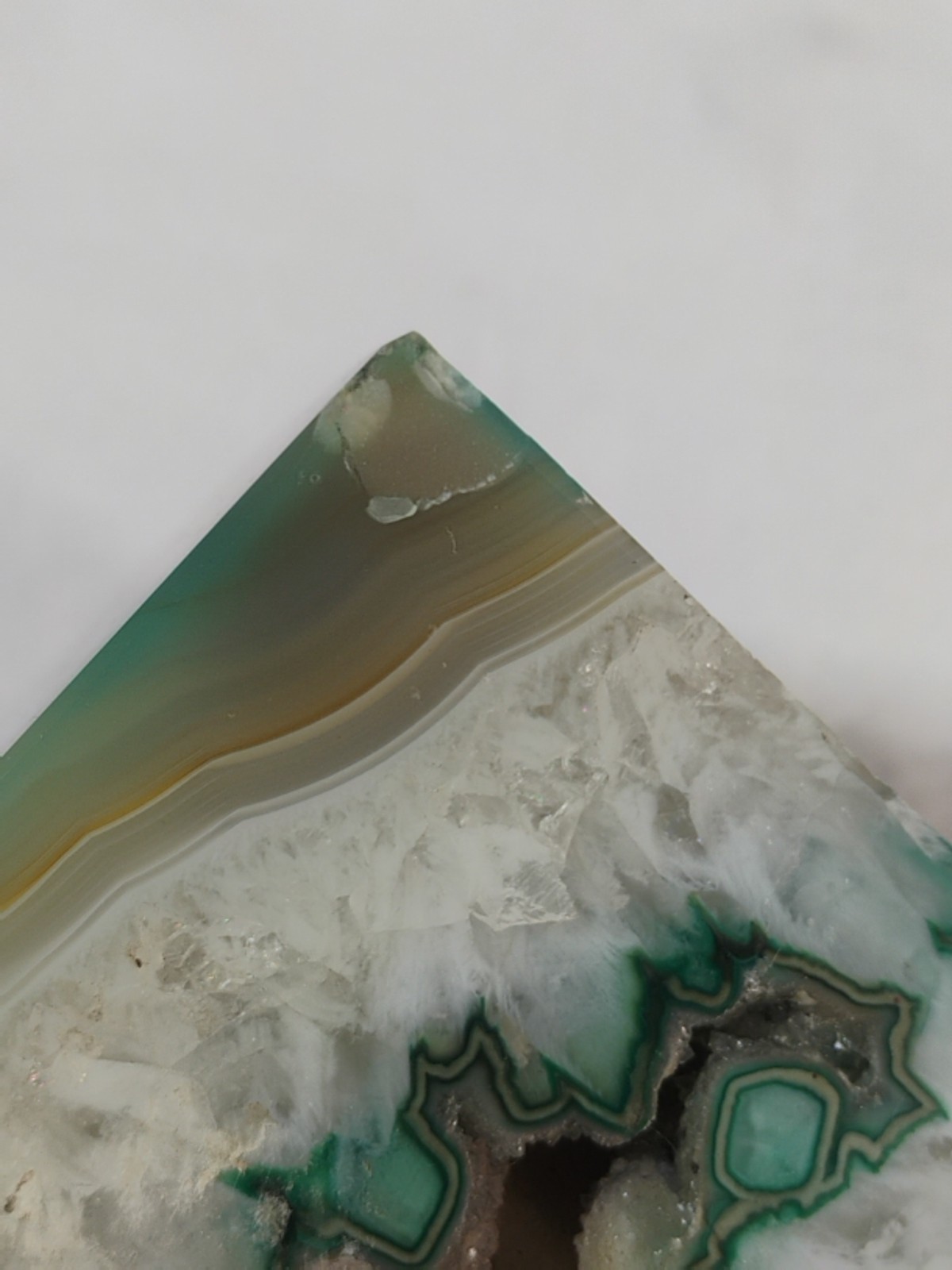 Sliced And Polished Natural Brazilian Agate Geode Bookend Green Brown White