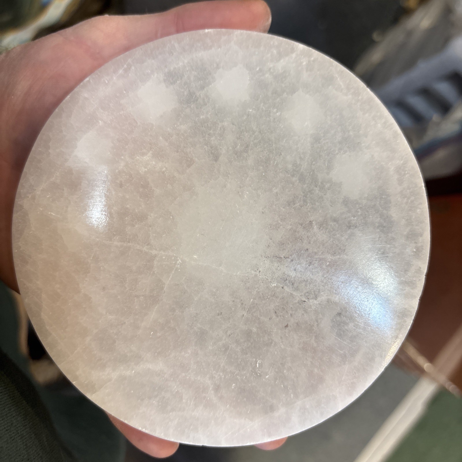 5 1/2” Selenite Charging Plate/Grid With Sun And Moon Phases