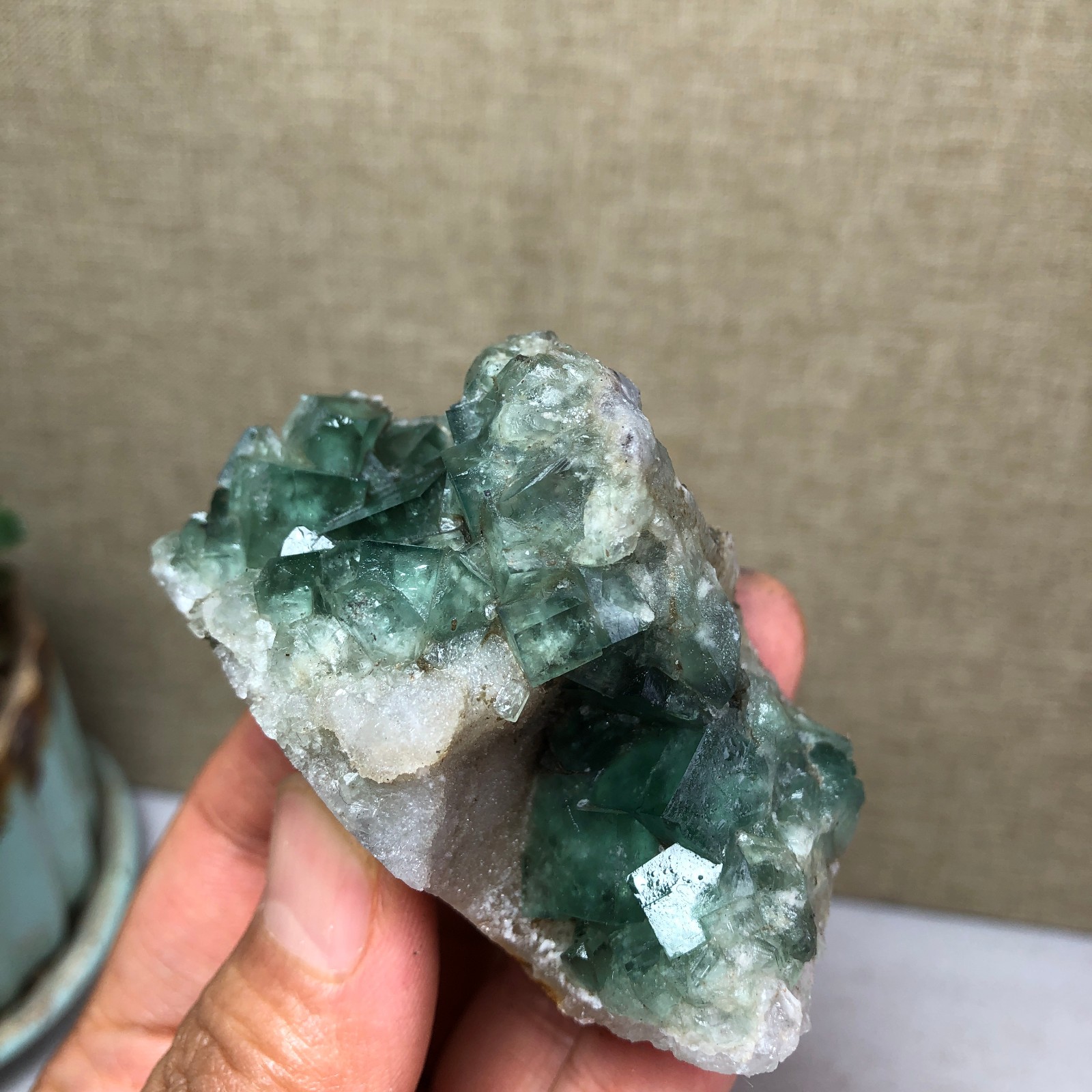101g NATURAL Green Cubic FLUORITE Crystal Cluster Mineral Specimen A4737