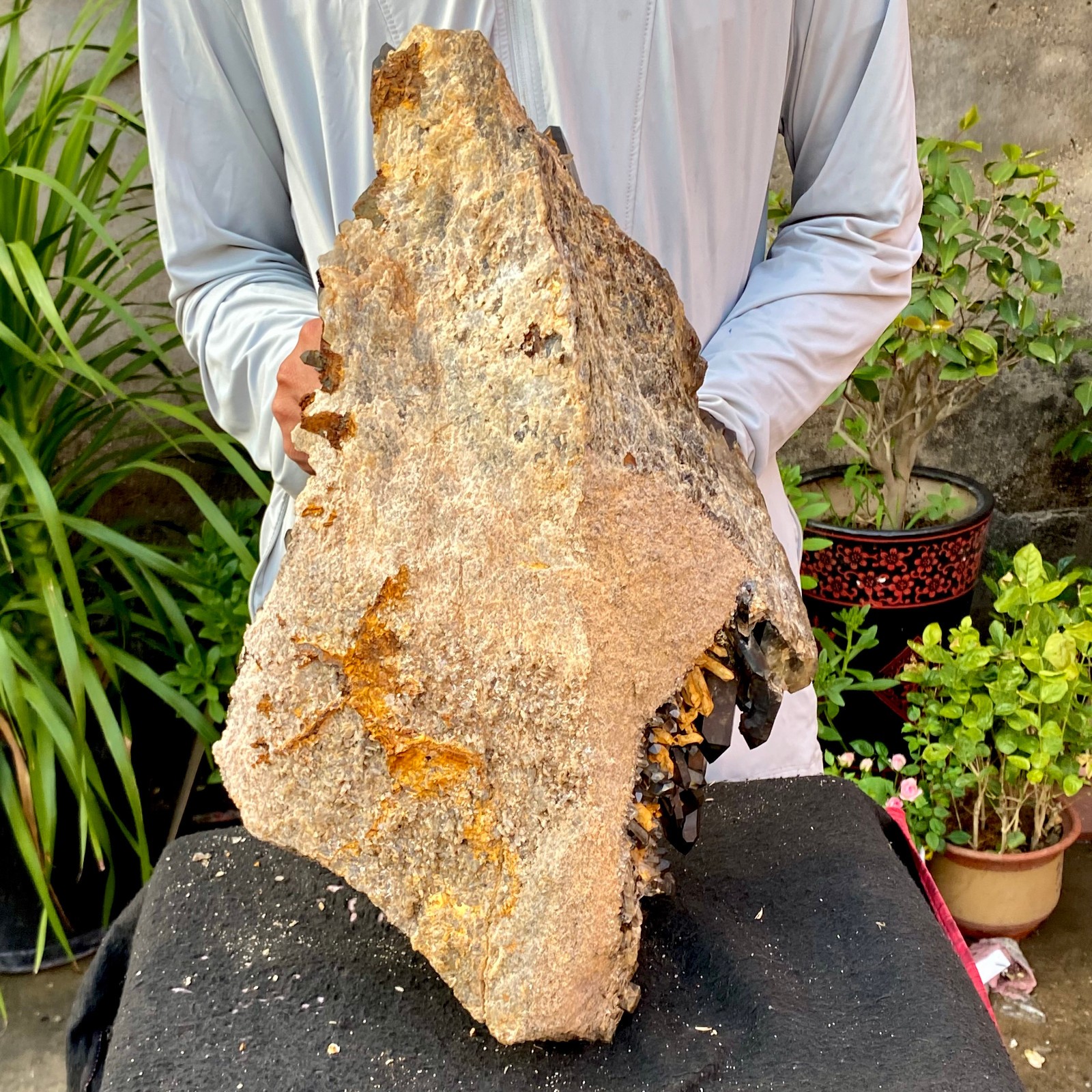 40.43LB Large Natural Black Smoky Quartz Crystal Cluster Raw Mineral Specimen
