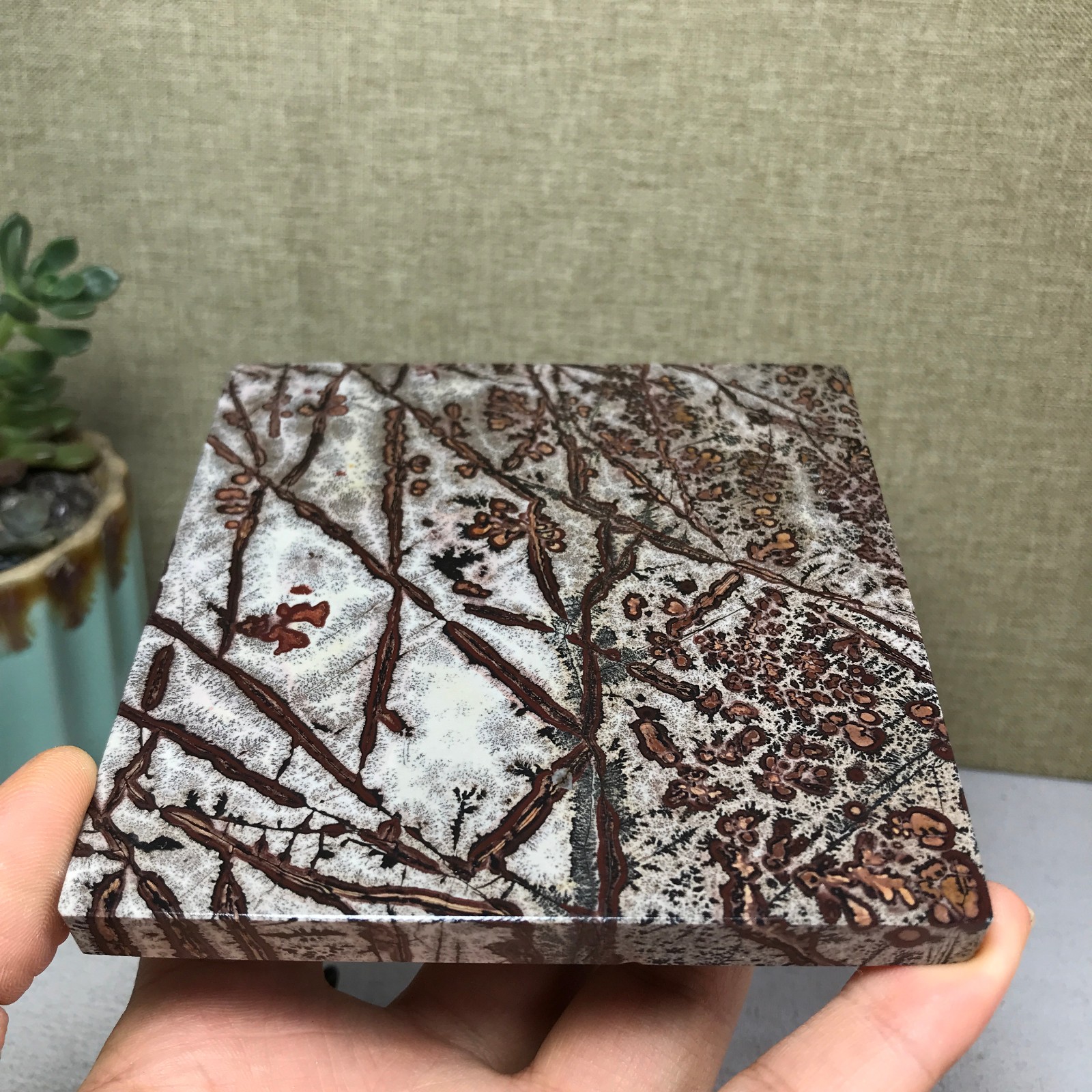 Natural Chinese painting stone crystal ornaments for home decoration 262g A5368