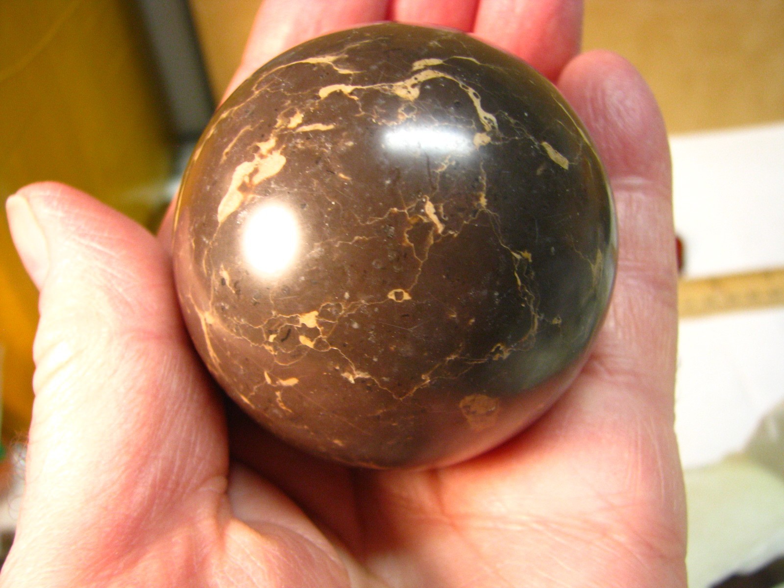 .65lb 2.3inch CAMOUFLAGE JASPER SPHERE TAN DARK BROWN/BLACK MADAGASCAR #290