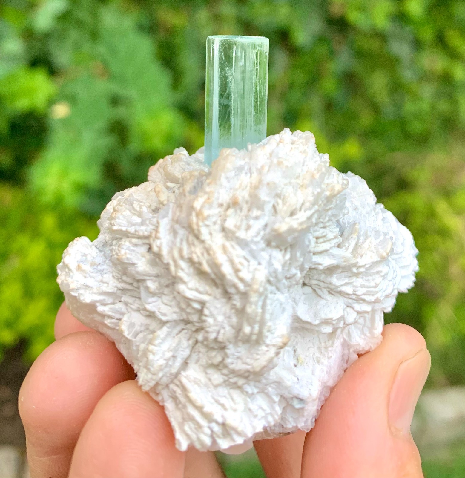 111GM Sky Blue Aquamarine With Quartz From Shigar Mine Skardu Pakistan