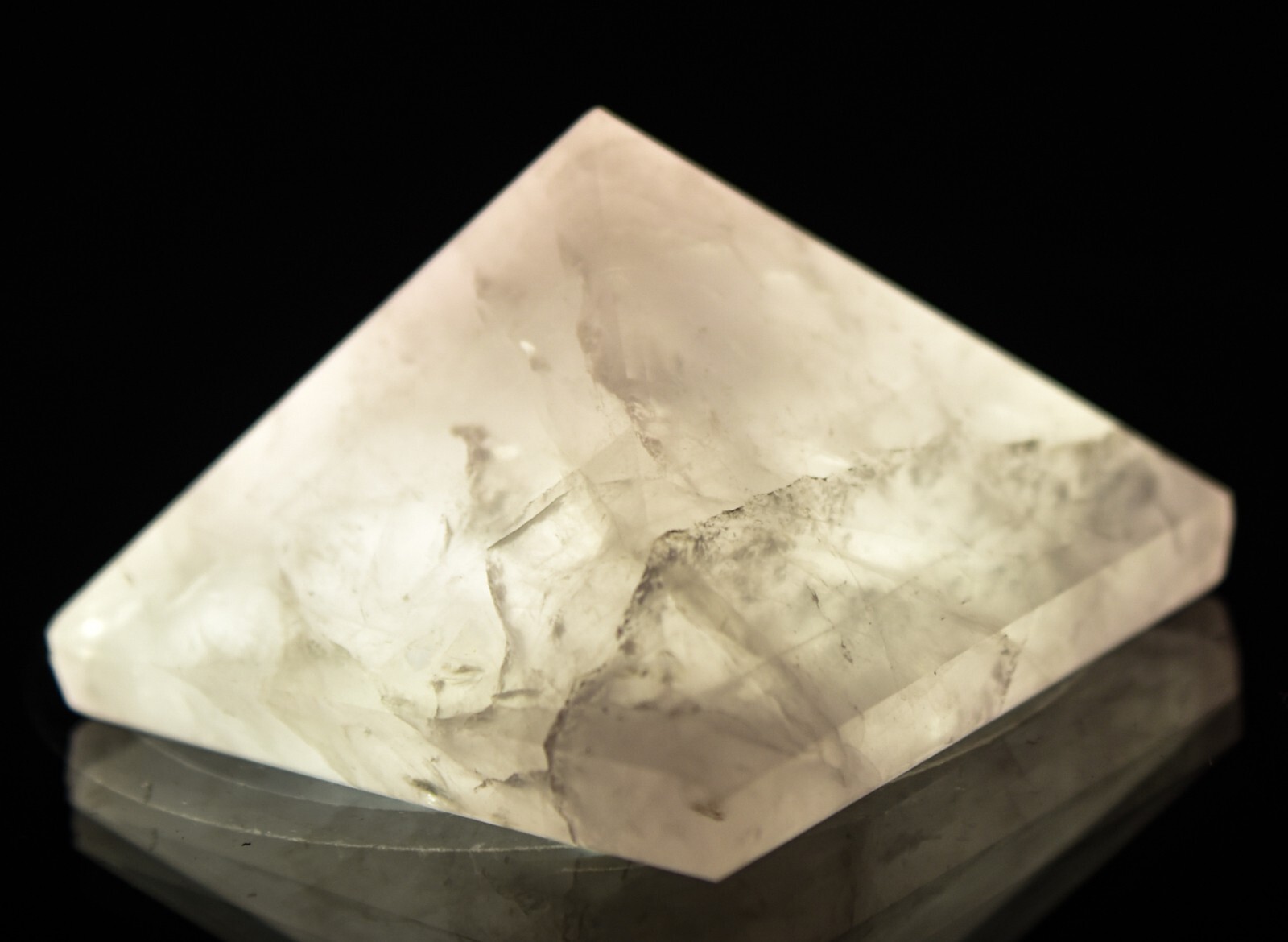 36mm 200ct Rose Quartz Carved Pyramid Polished Natural Gemstone Mineral – India