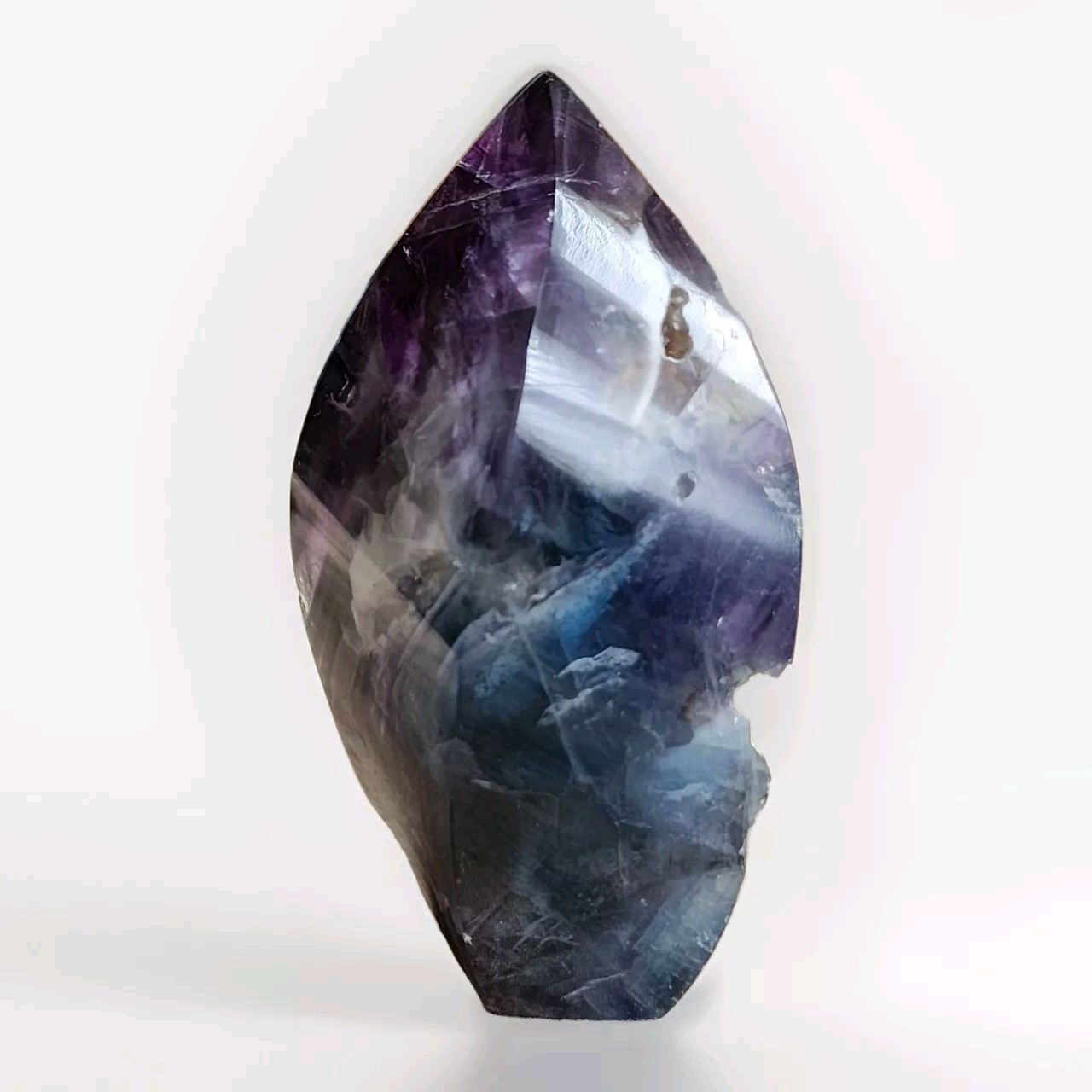 3.75″ Polished Crystal Feather Fluorite Stone Freeform Flame – USA