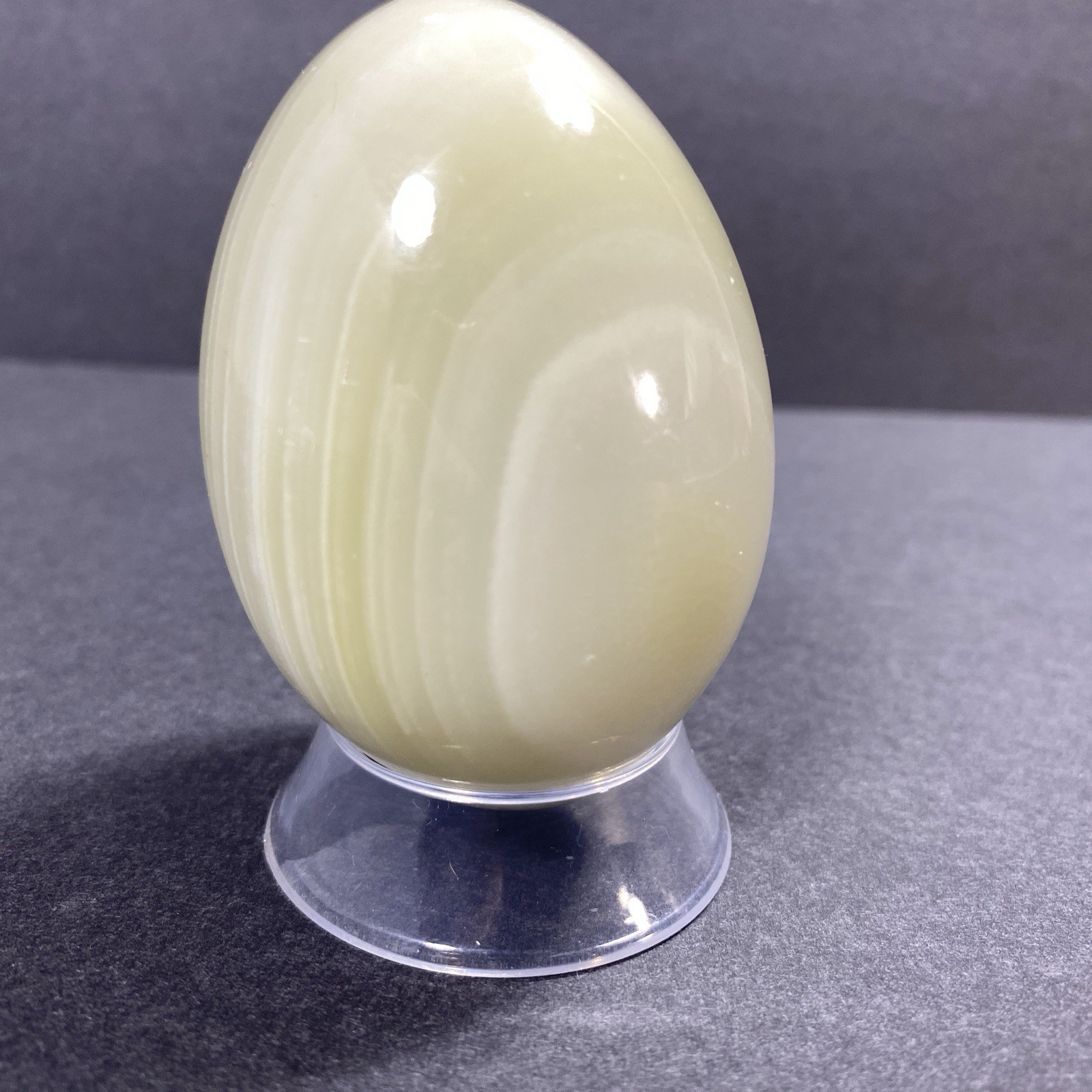 Natural Onyx Stone Egg With Stand Hand Polished Banded Agate Calcite Crystal