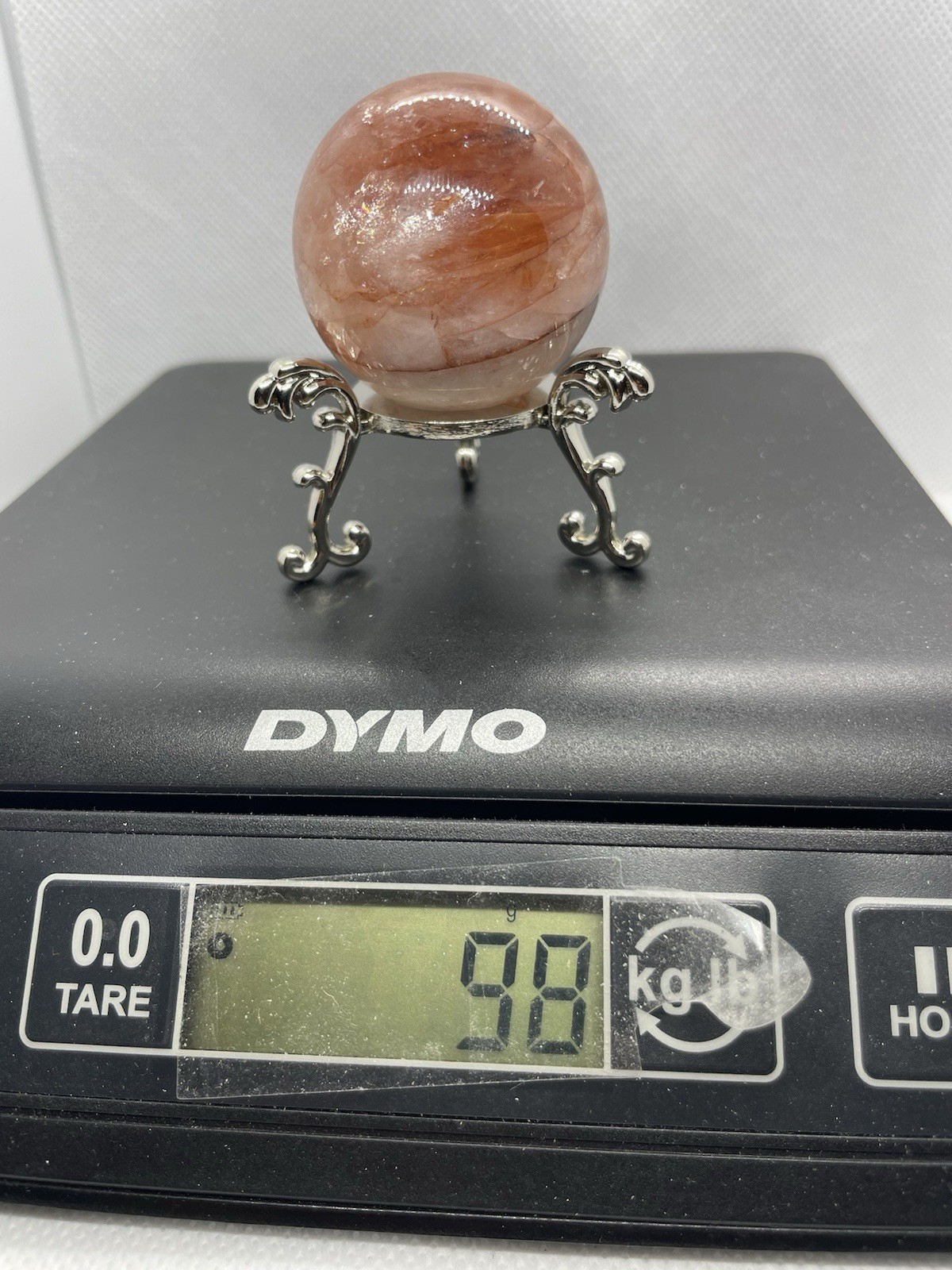 Fire Quartz Sphere 40mm 98g Gemstone/Crystal W/Stand