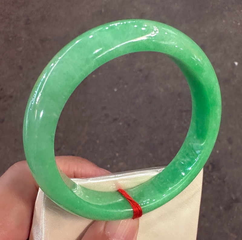 Natural Grade AAA Bean Green Burmese Jade jadeite bracelet bangle Big Size 64MM