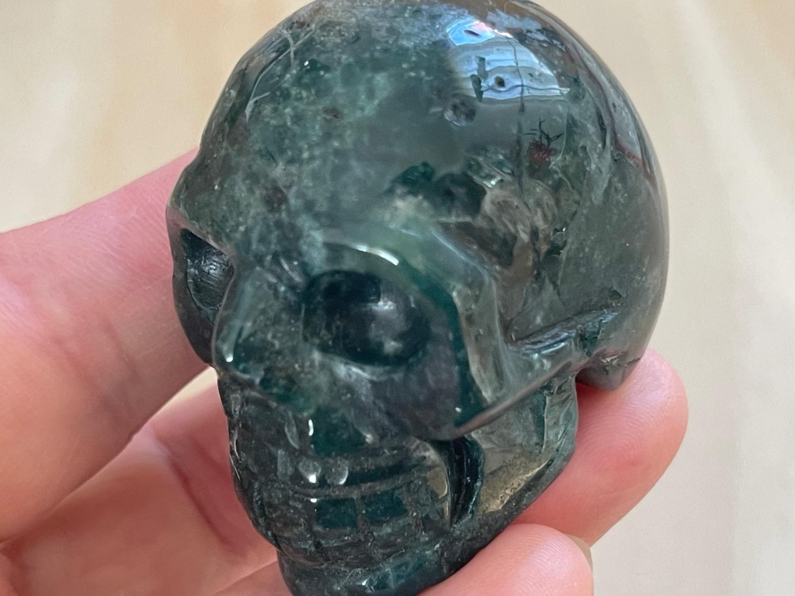 2.0″ Natural Indian Agate Carved Crystal Skull, Crystal Healing #5112