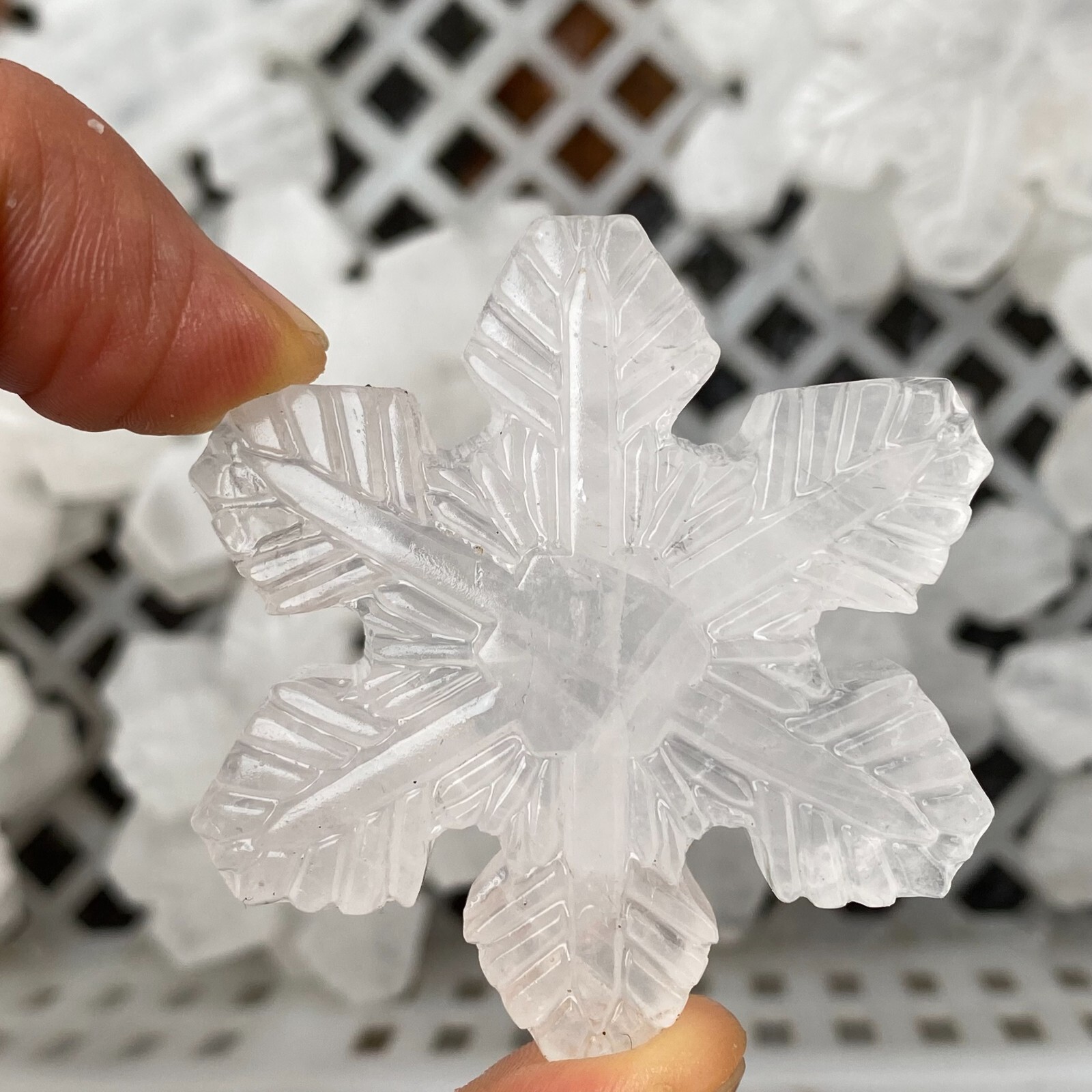 TOP Natural Gypsum Selenite snow Hand Carved Quartz Crystal Reiki healing 1PC