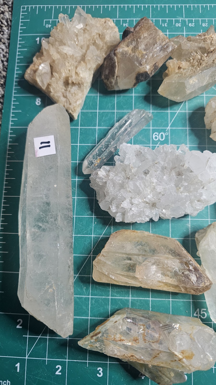 Huge Lot Of Quartz Crystal Points And Clusters. Iron Stained.