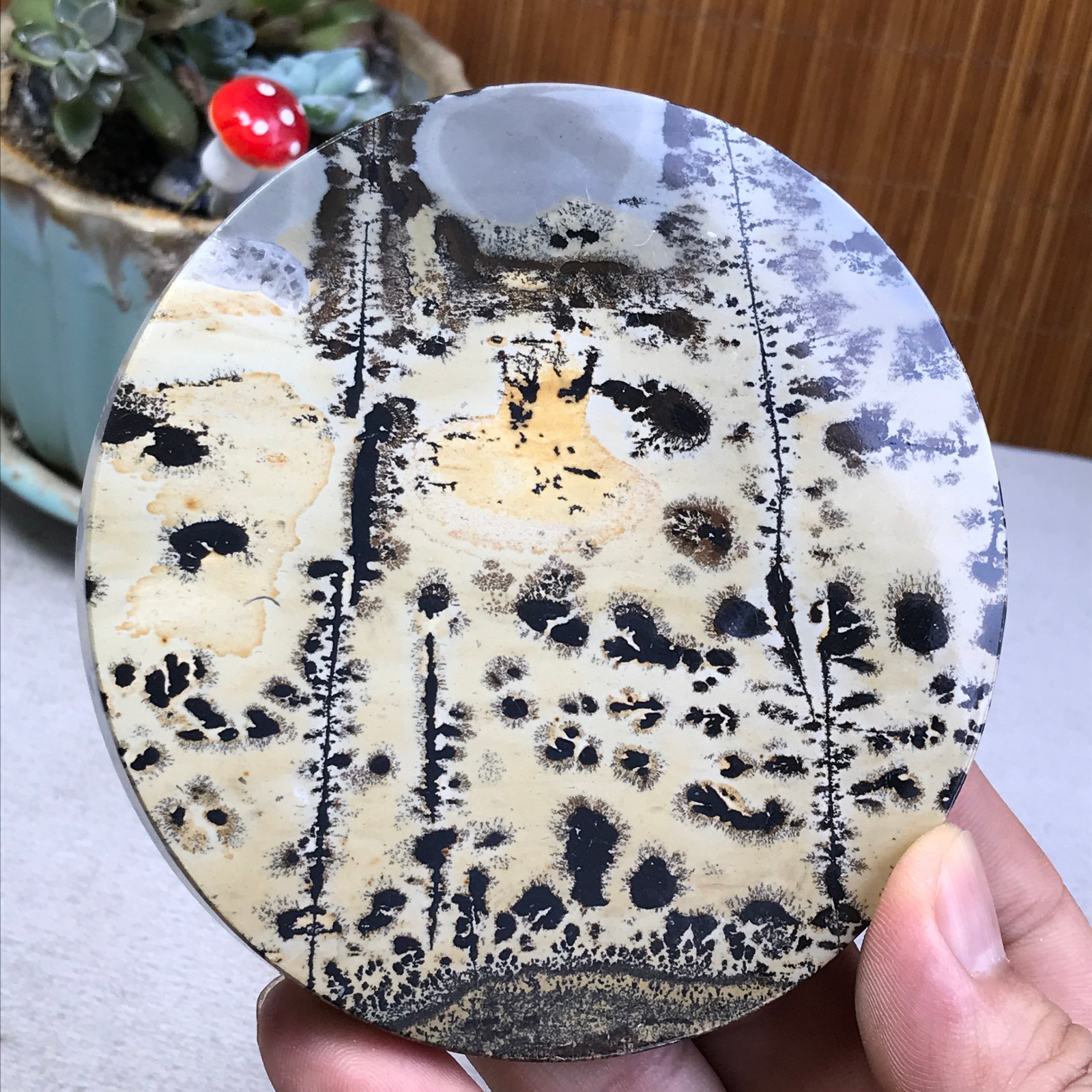 100mm Natural Chinese painting stone crystal ornaments for home decoration A6404