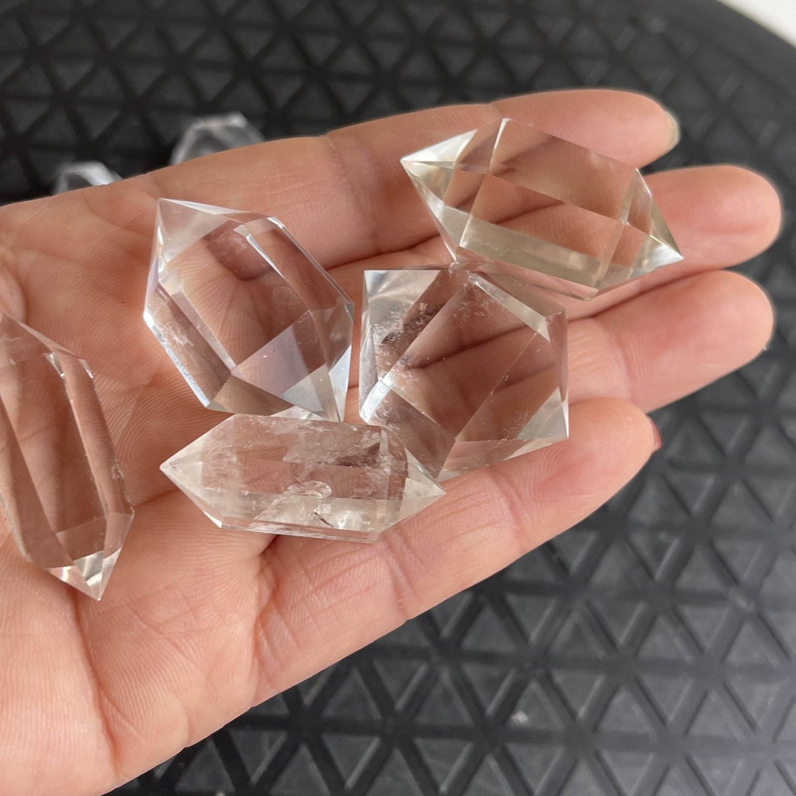 10pcs Natural clear quartz obelisk crystal double wand point healing 30-45mm