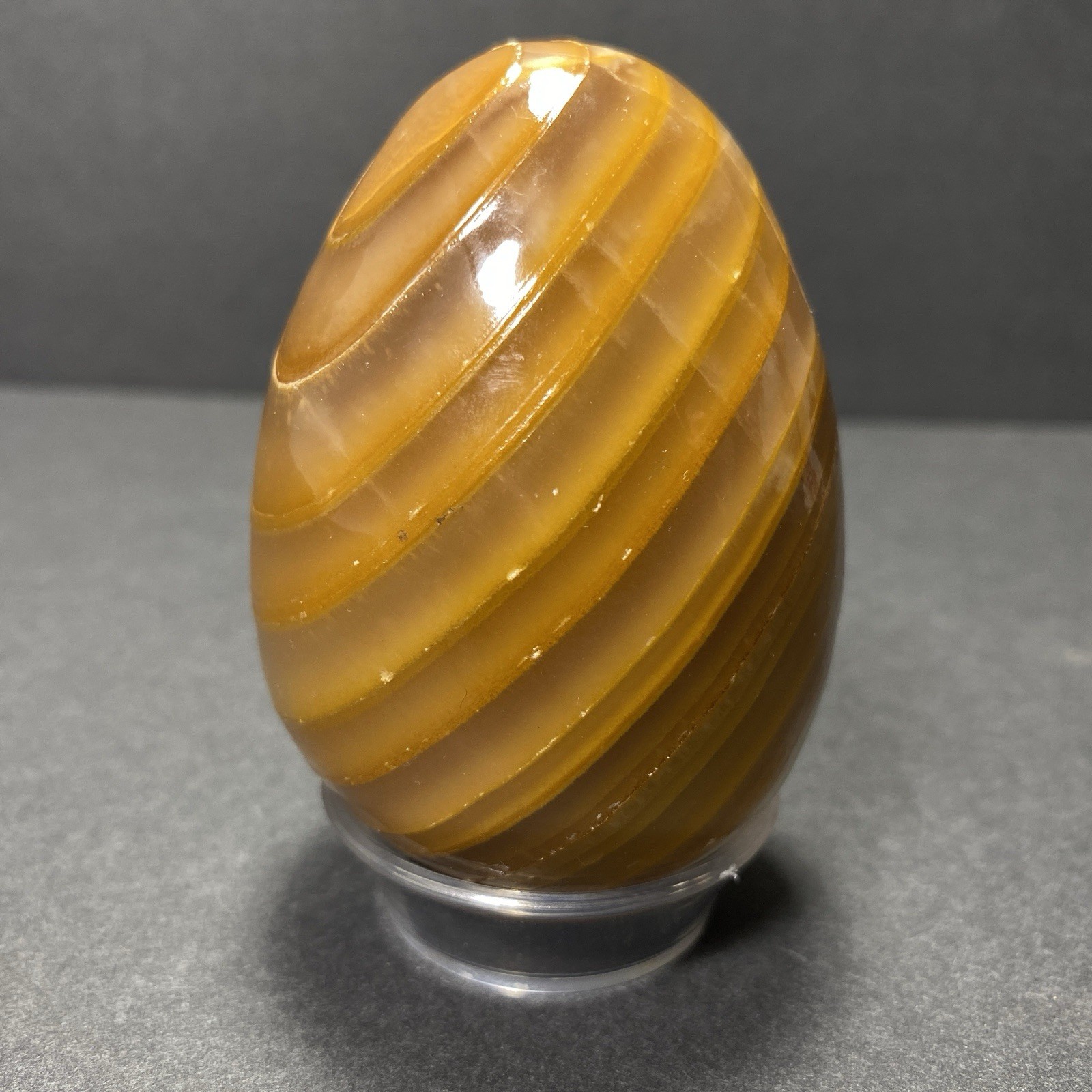 Natural Onyx Stone Egg With Stand Hand Polished Banded Agate Calcite Crystal