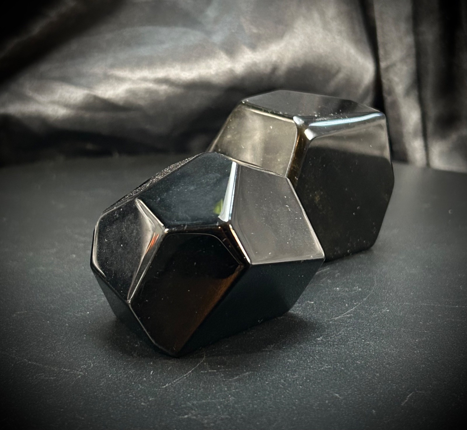 10.9oz (310 grams) Pair Of Black Obsidian Geometric Freeforms