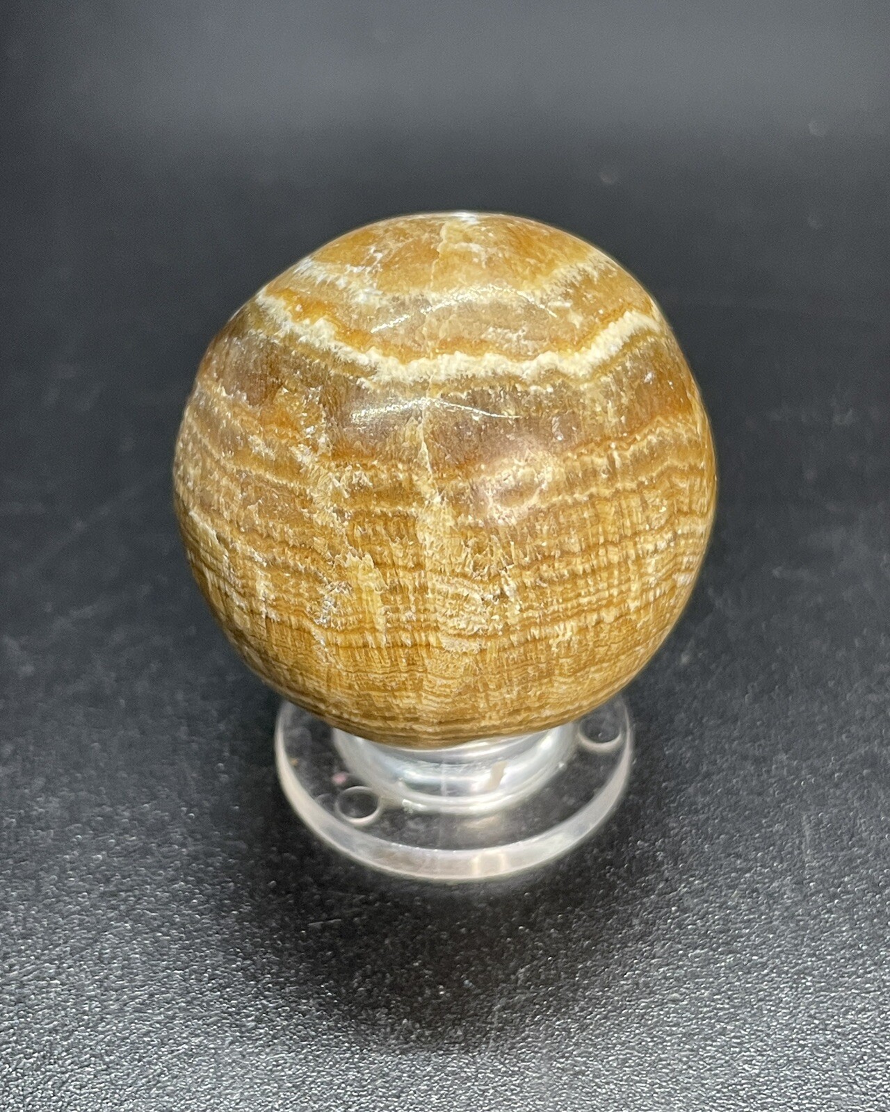Brown Multi Banded Marble Sphere Brown Banded Agate Orb Ball 1.457”