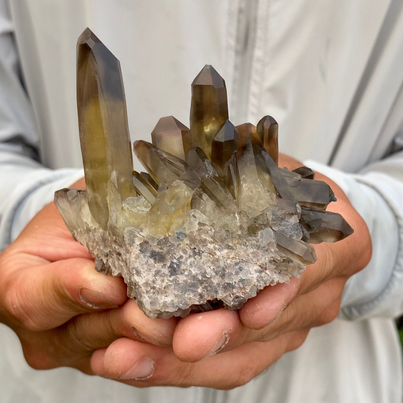 166G Natural smoky black quartz cluster crystal mineral specimen healing