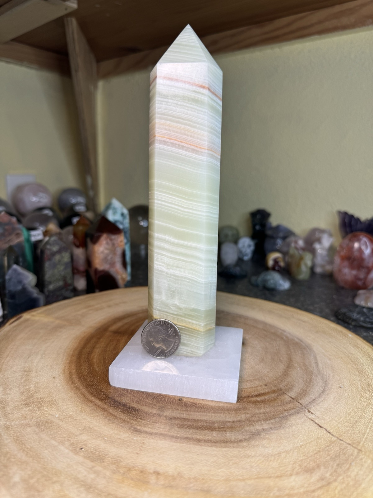 Green Banded Calcite Statement Tower