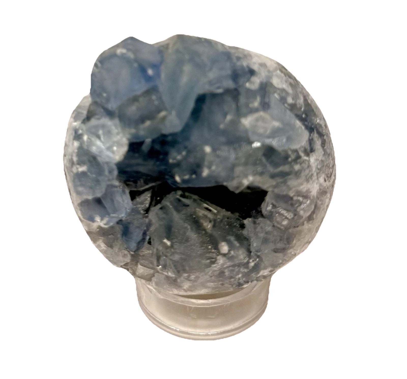 303g Celestite Cluster 2” Egg With Stand