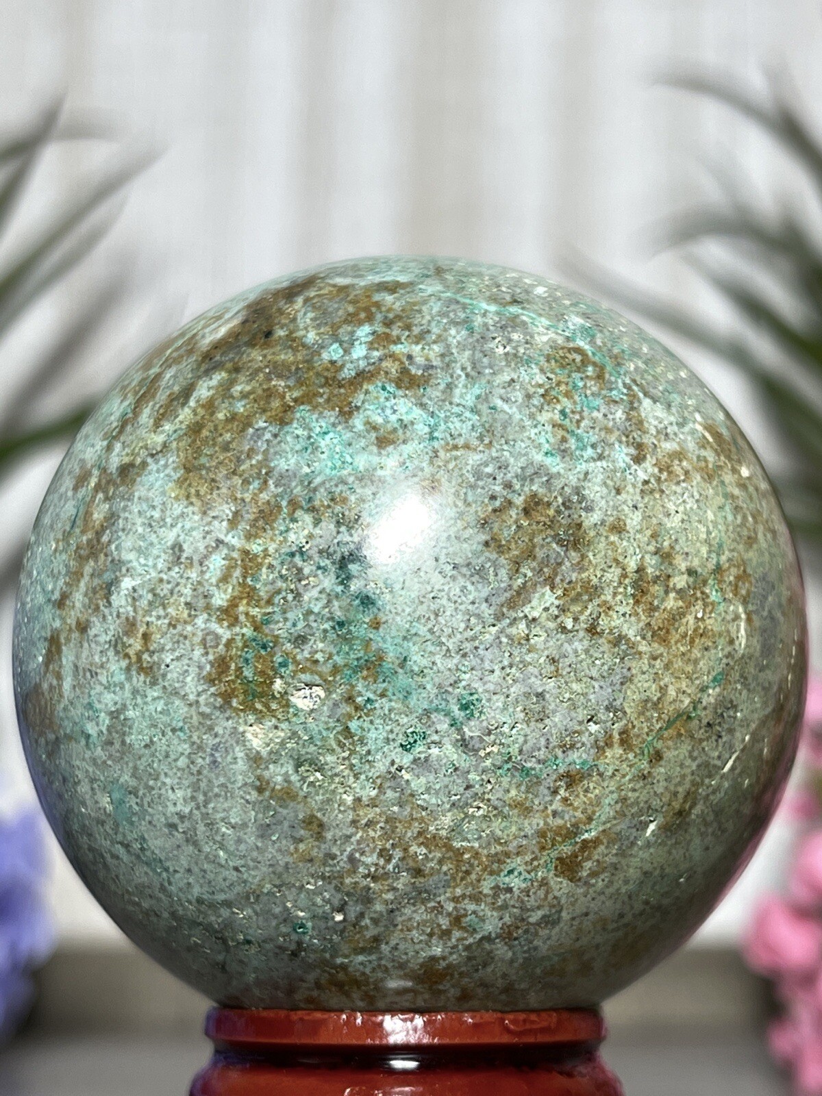 PHOENIX SPHERE 💚 Green Blue Mineral Copper Ore Malachite Turquoise Crystal Orb