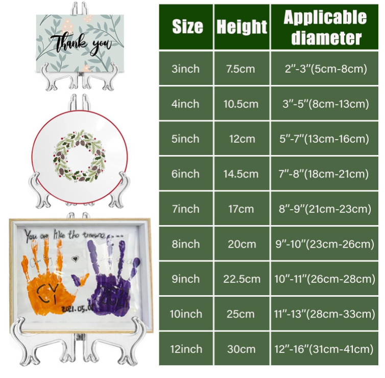 12 Pack Plastic Easel Stand Clear Display Stand Plate Stands for Display ( 7 in)