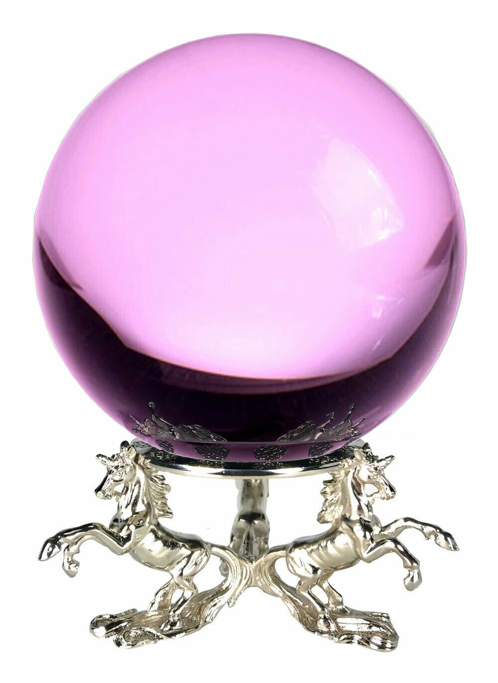 6in Crystal Ball Sphere for Feng Shui, Meditation, Decor, with Unicorn Stand.
