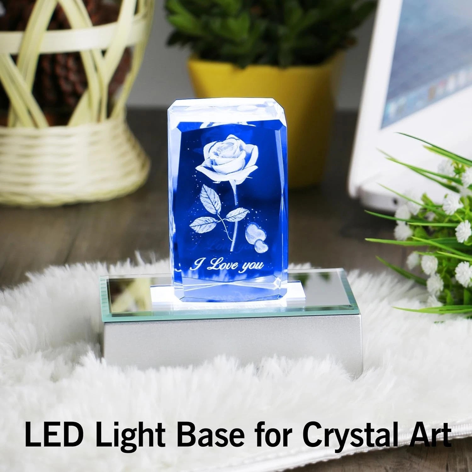 LED Multicolor Crystal Light Base – Elegant Pedestal for 3D Glass Art Display