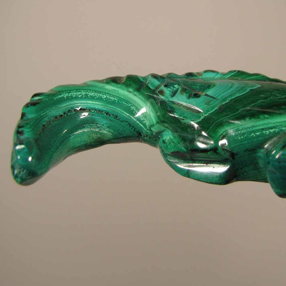 4.1″ Handcarved MALACHITE ALLIGATOR Gemstone Animal Carving – Congo, Africa
