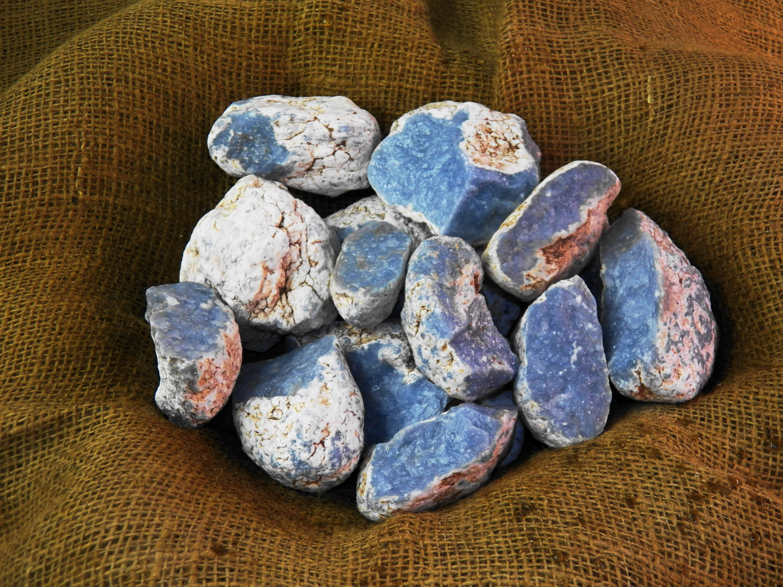 4000 Carat Lots of Rare High End Angelite Rough – Plus a FREE Faceted Gemstone