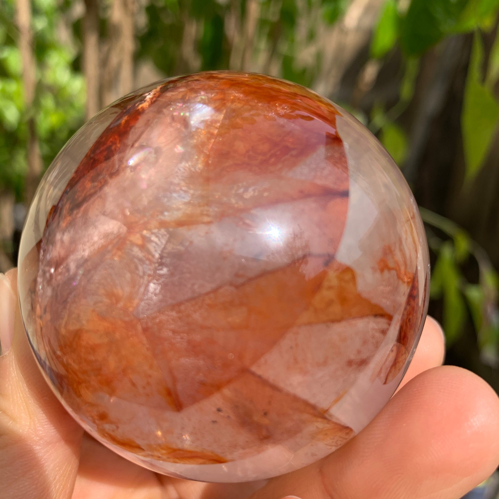 344G Natural Red Gum Flower Ball Crystal Sphere Specimen Energy Healing Reiki