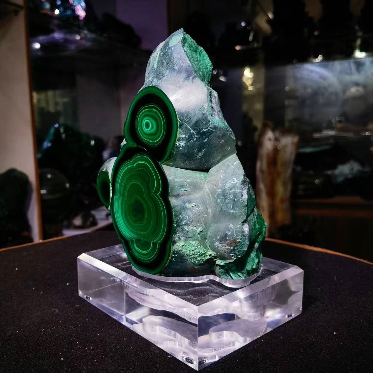 3.96LB Top Natural Malachite Quartz Mineral Specimen Crystal Healing + stand