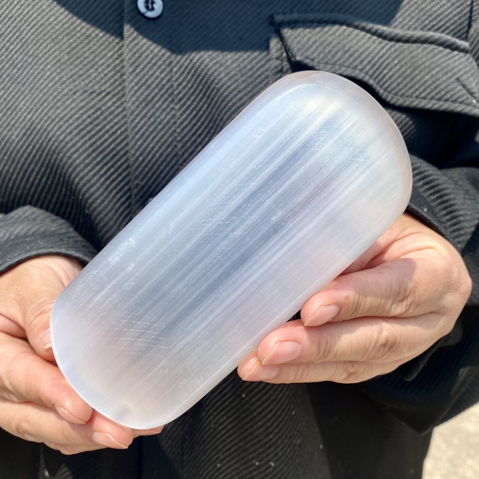 167G Natural selenite gypsum quartz crystal slab mineral specimen healin