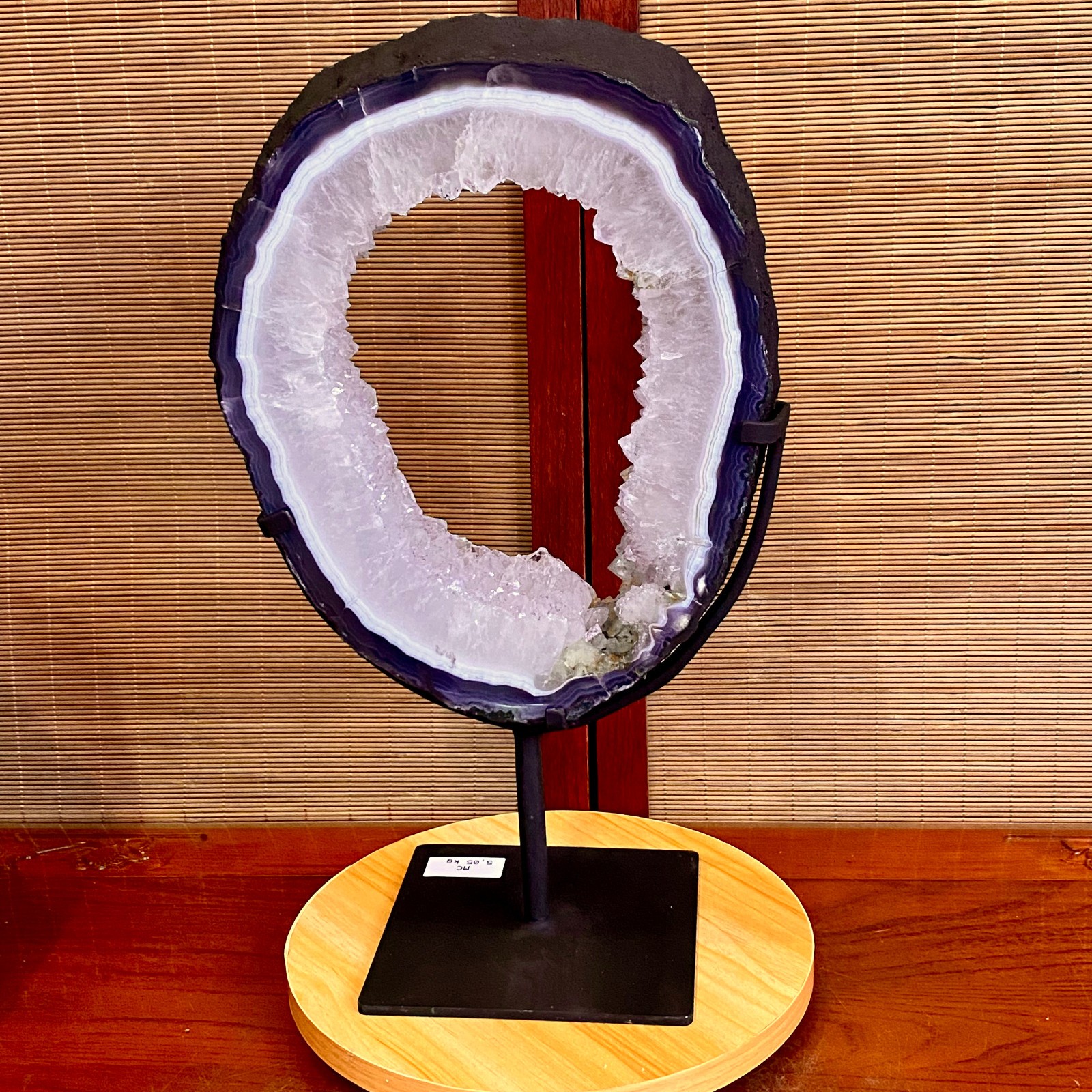 11.13LB Natural Amethyst Cave Crystal Slice Crescent shaped Hand Cut Repai