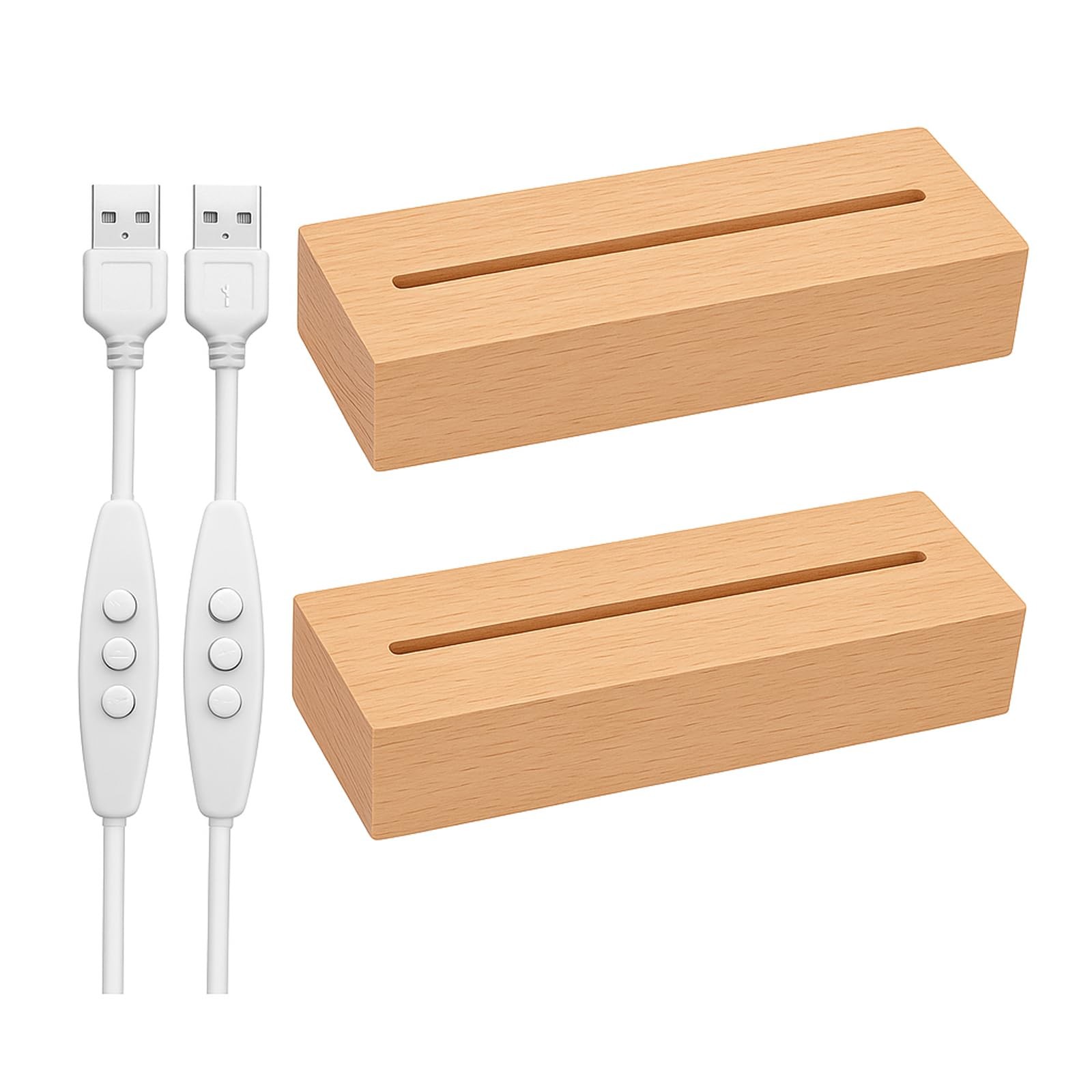 Rectangle Lights Display Base, 2 PCS 5.9 Inch Wooden Lighted Base Stand for A…