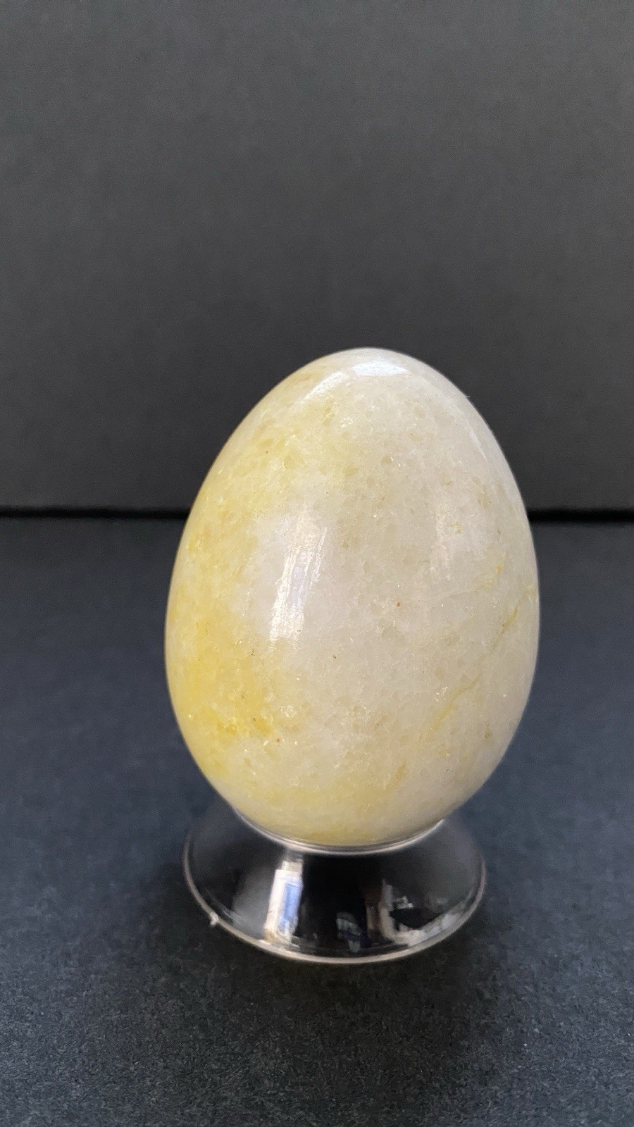 Natural Onyx Stone Egg With Stand Hand Polished Banded Agate Calcite Crystal