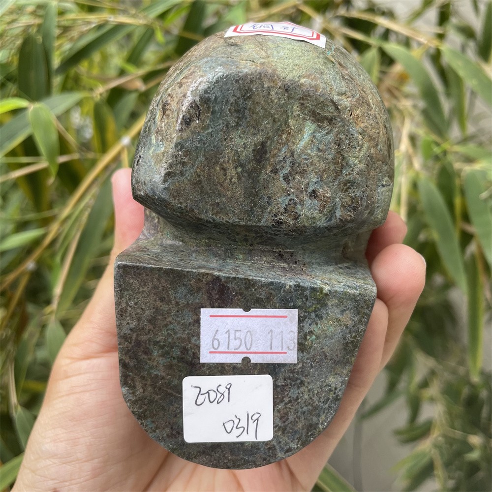 2.2LB 3.8″ Natural Malachite Skull Crystal Quartz Carving Reiki Decor
