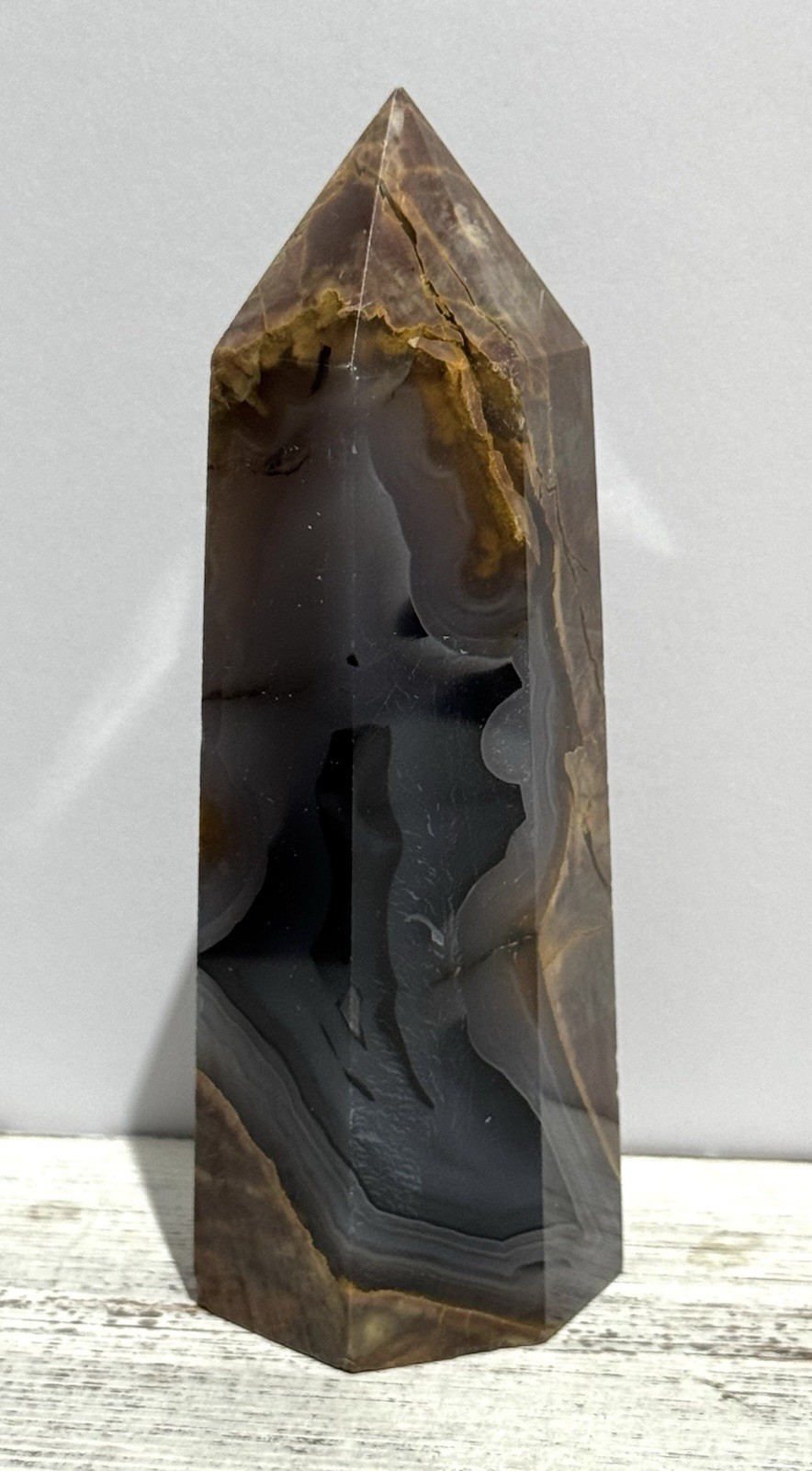Volcano Agate Tower 5.25” Natural Stone UV Reactive