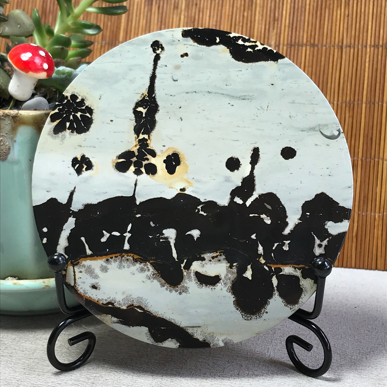 99mm Natural Chinese painting stone crystal ornaments for home decoration A6393