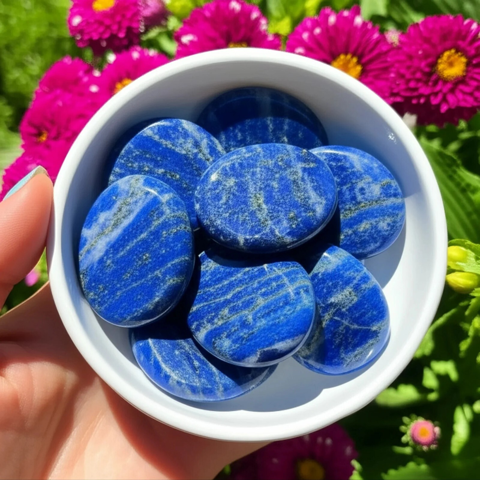 Natural Lapis Lazuli Smooth Polished Gemstone Healing Crystal Palm Worry Stone